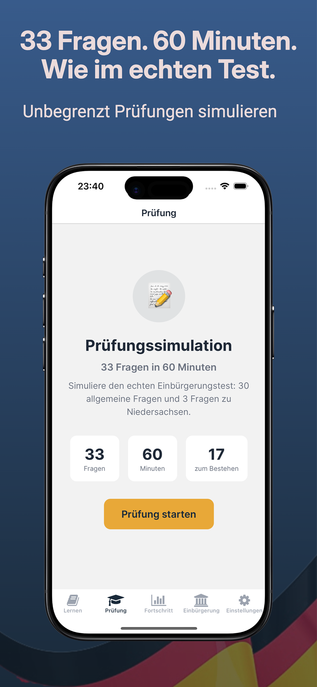 Prüfungssimulation: 33 Fragen in 60 Minuten
